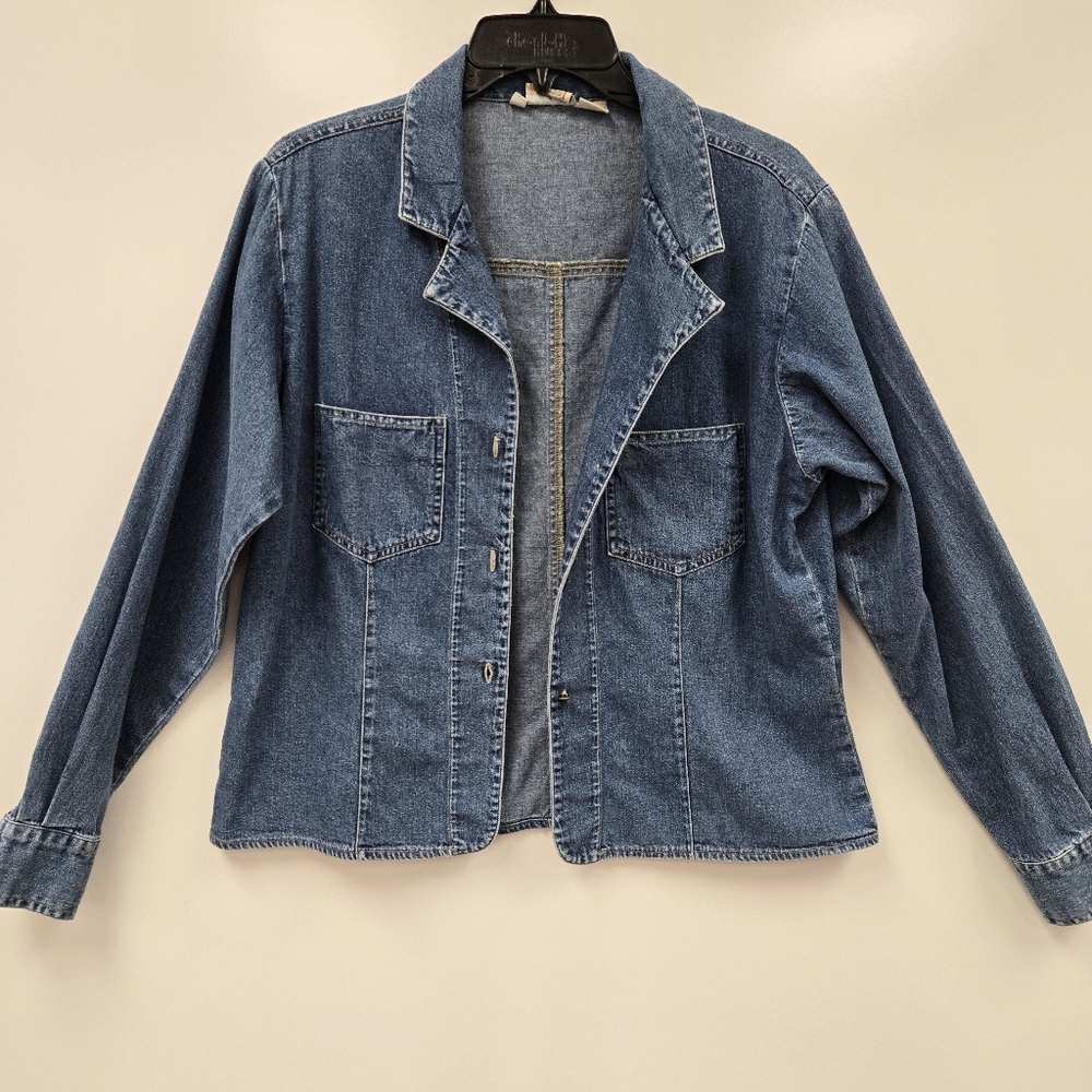 Woolrich Jacket Women's Medium Blue Denim Jean Jacket Button Up Lightweight